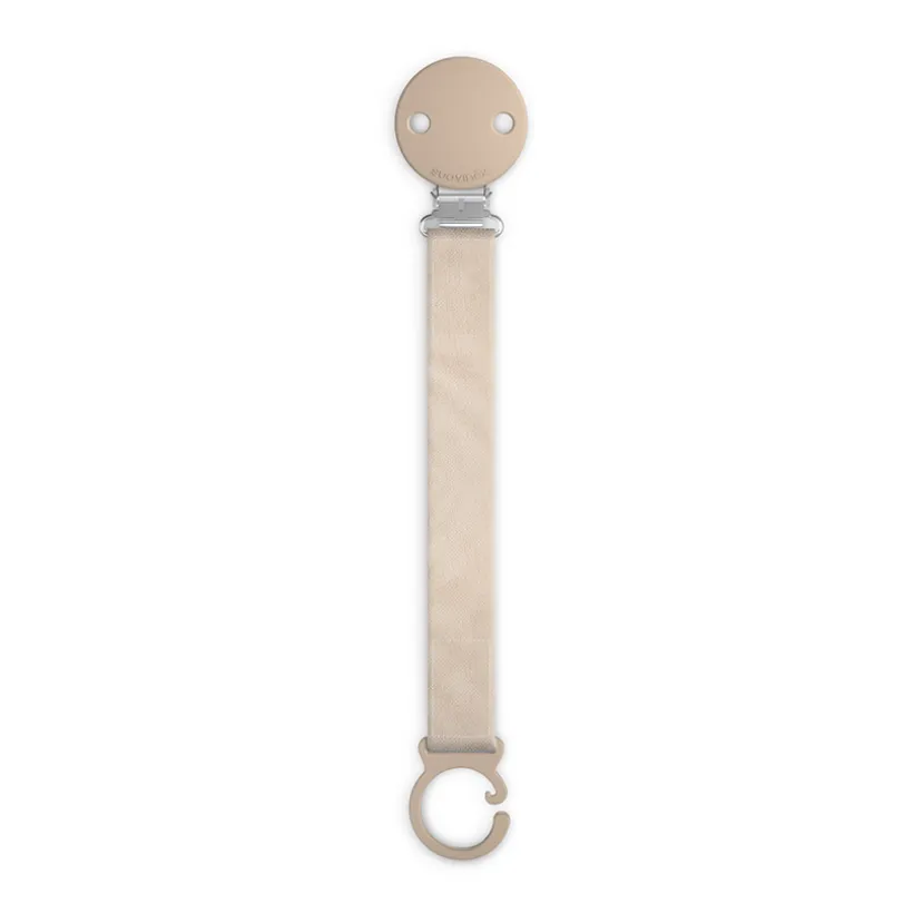 Suspenders à tétines en ruban de tissu beige clair