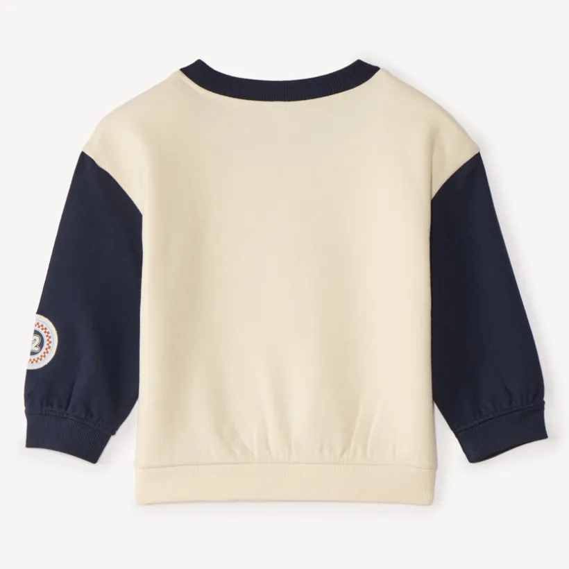 Sweat bébé garçon oversize bicolore à imprimé voitures de course
