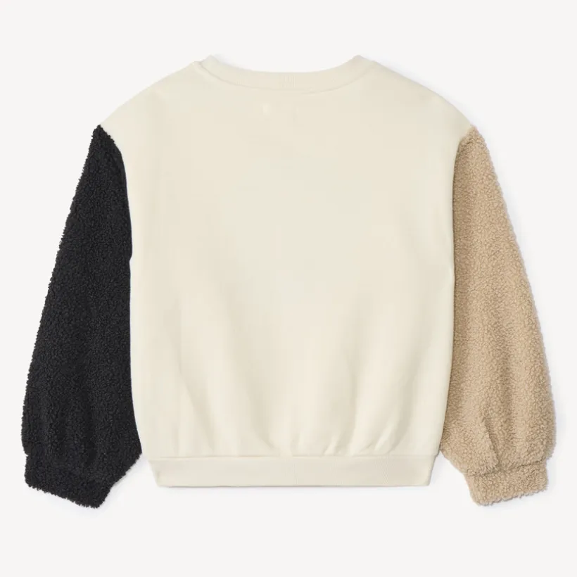 Sweat bi-matière semi-oversize avec broderies pour fille