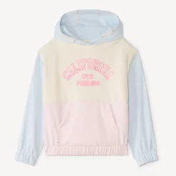 Sweat à capuche molleton effet color block pour fille