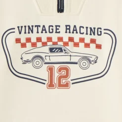 Sweat col zippé garçon motif vintage racing