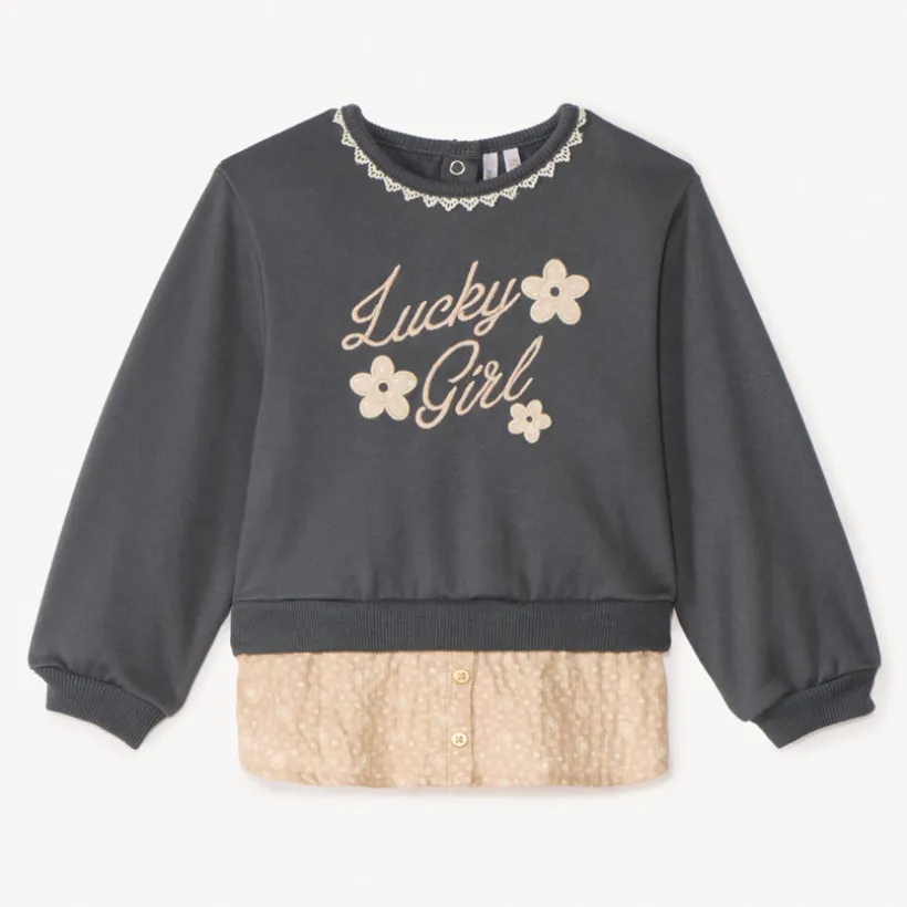 Sweat 2-en-1 en molleton brodé pour bébé fille