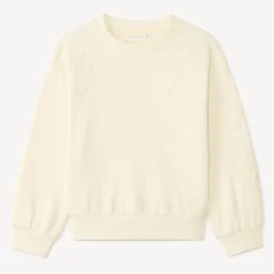 Sweat en molleton broderie fleurie pour fille