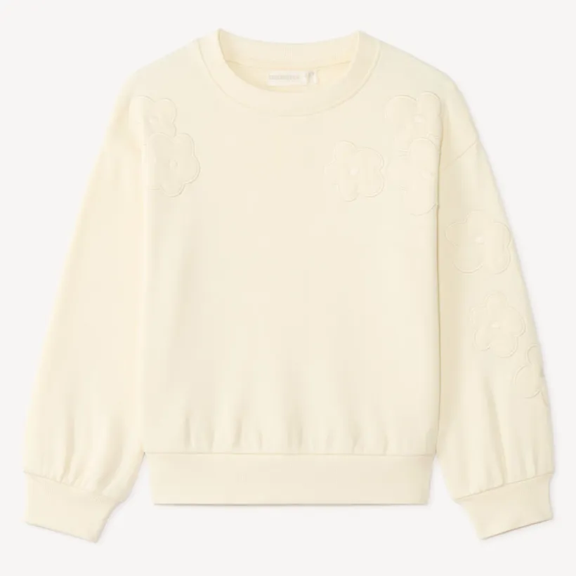 Sweat en molleton broderie fleurie pour fille