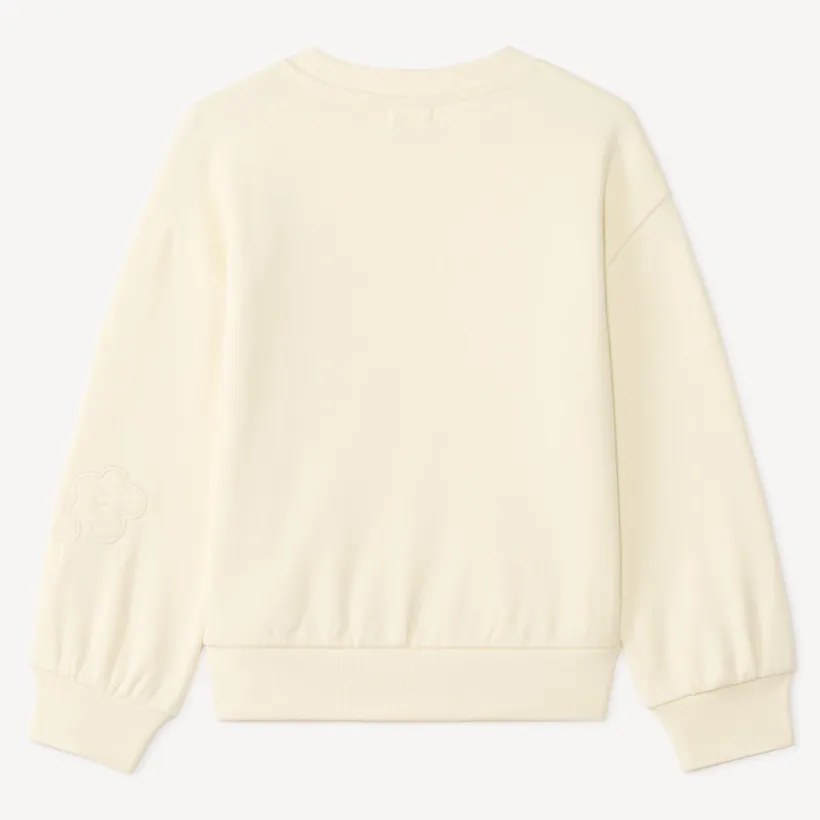 Sweat en molleton broderie fleurie pour fille