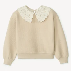 Sweat en molleton col claudine à motif paisley pour fille