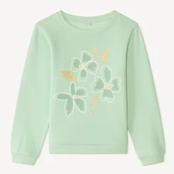 Sweat en molleton imprimé fantaisie pailleté pour fille