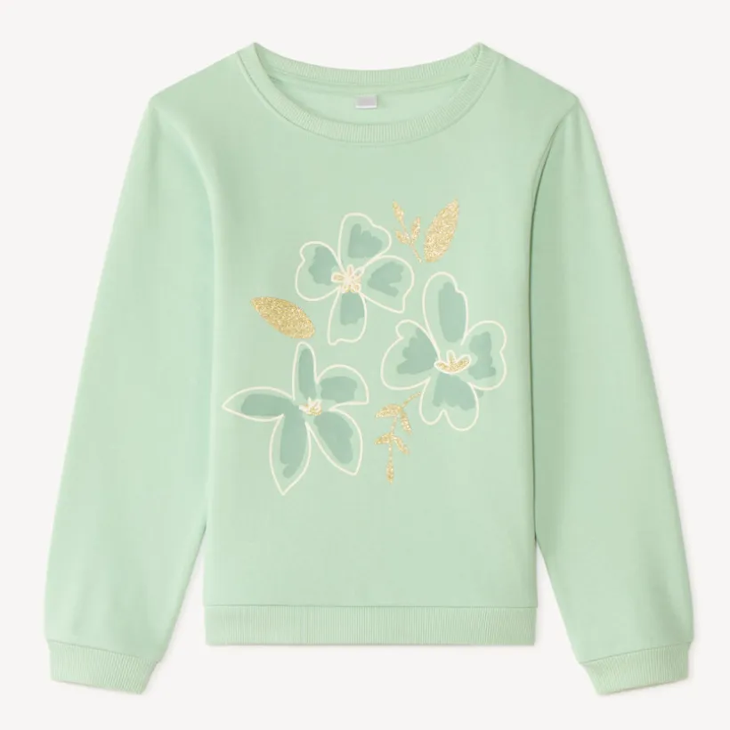 Sweat en molleton imprimé fantaisie pailleté pour fille