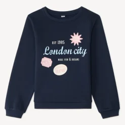 Sweat en molleton imprimé fantaisie pailleté pour fille