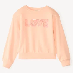 Sweat en molleton print Love à sequins pour fille