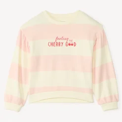 Sweat en molleton à rayures print fantaisie pour fille