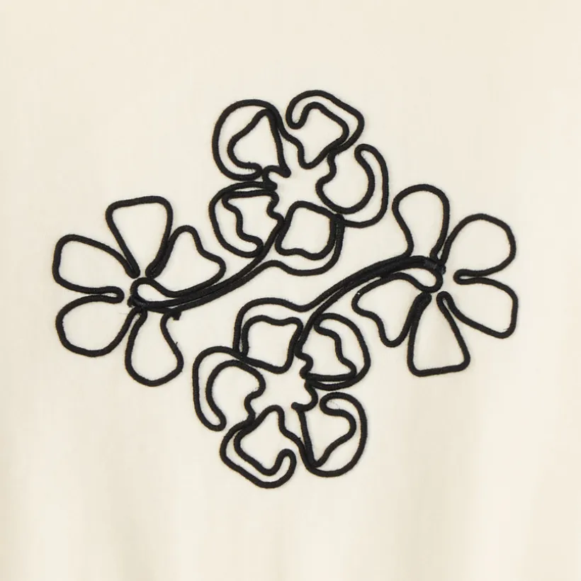 Sweat fille en molleton avec fleurs en cording