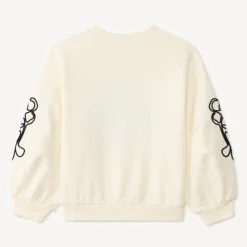 Sweat fille en molleton avec fleurs en cording