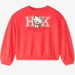Sweat fille oversize en molleton broderie Hello Kitty