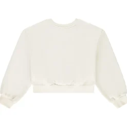 Sweat french terry court uni avec broderie anglaise pour fille