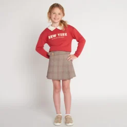 Sweat molleton avec col et borderie pour fille