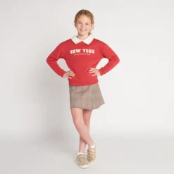 Sweat molleton avec col et borderie pour fille