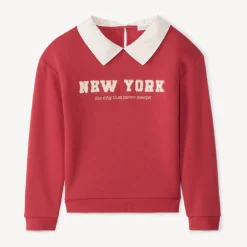 Sweat molleton avec col et borderie pour fille