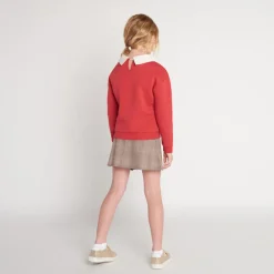 Sweat molleton avec col et borderie pour fille
