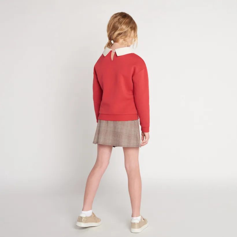 Sweat molleton avec col et borderie pour fille