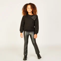 Sweat molleton avec gros nœud à strass pour fille