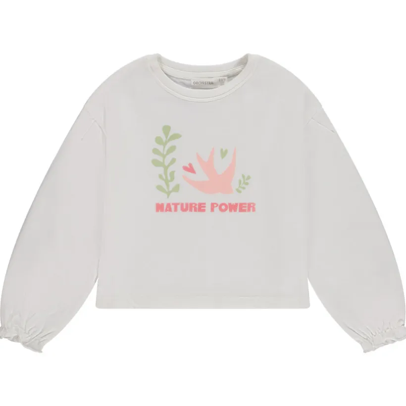 Sweat molleton court print hirondelle pour fille