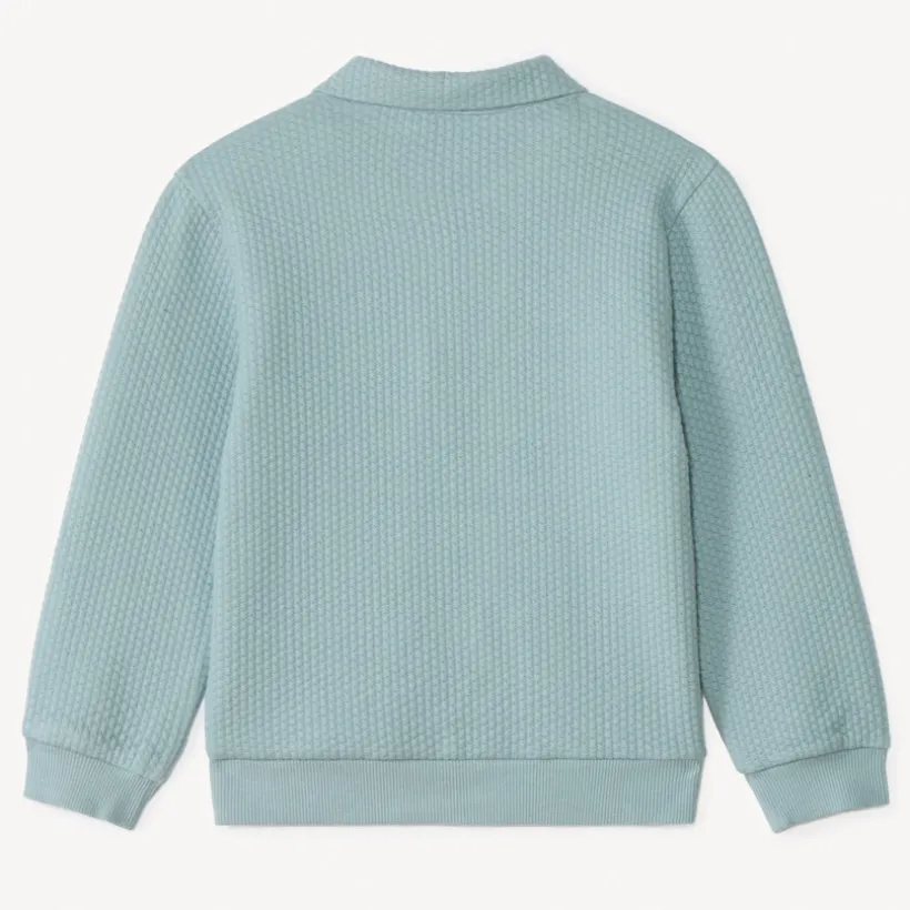 Sweat molleton effet cloqué à col polo pour garçon