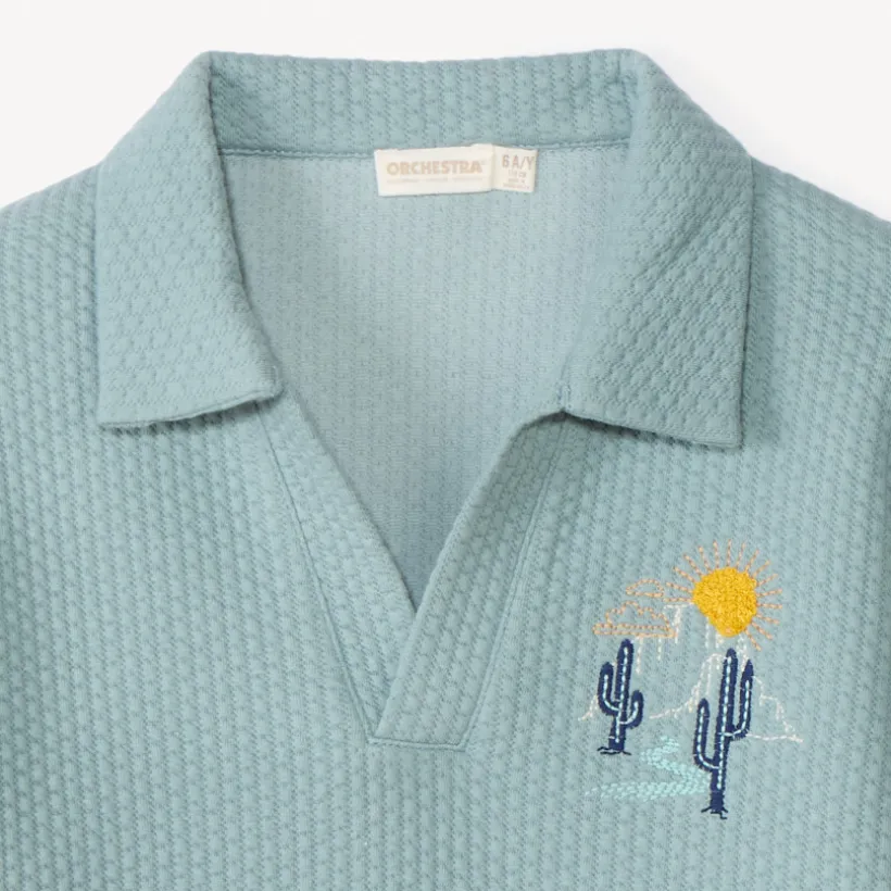 Sweat molleton effet cloqué à col polo pour garçon