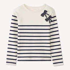 Sweat molleton esprit marinière avec nœuds pour fille