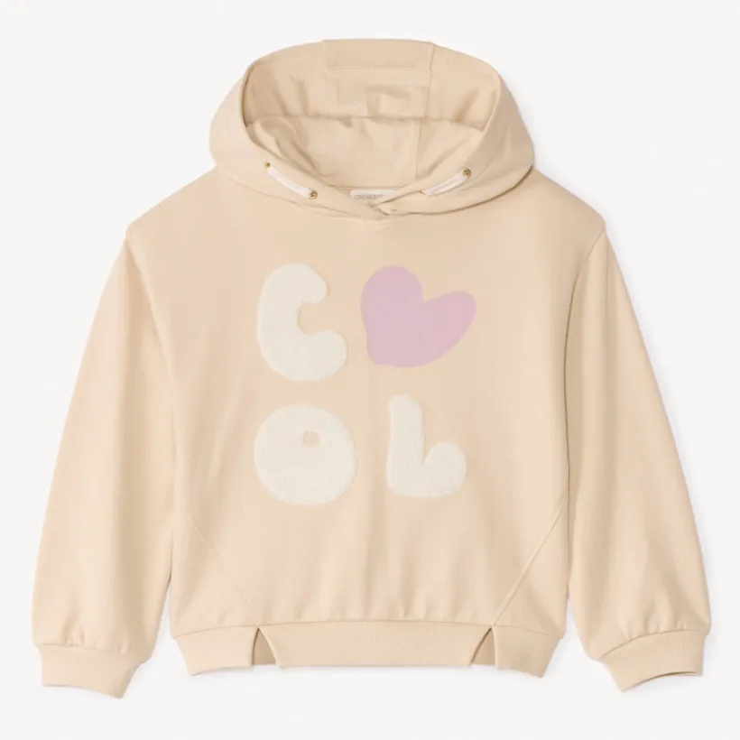 Sweat molleton oversize à capuche et patchs pour fille