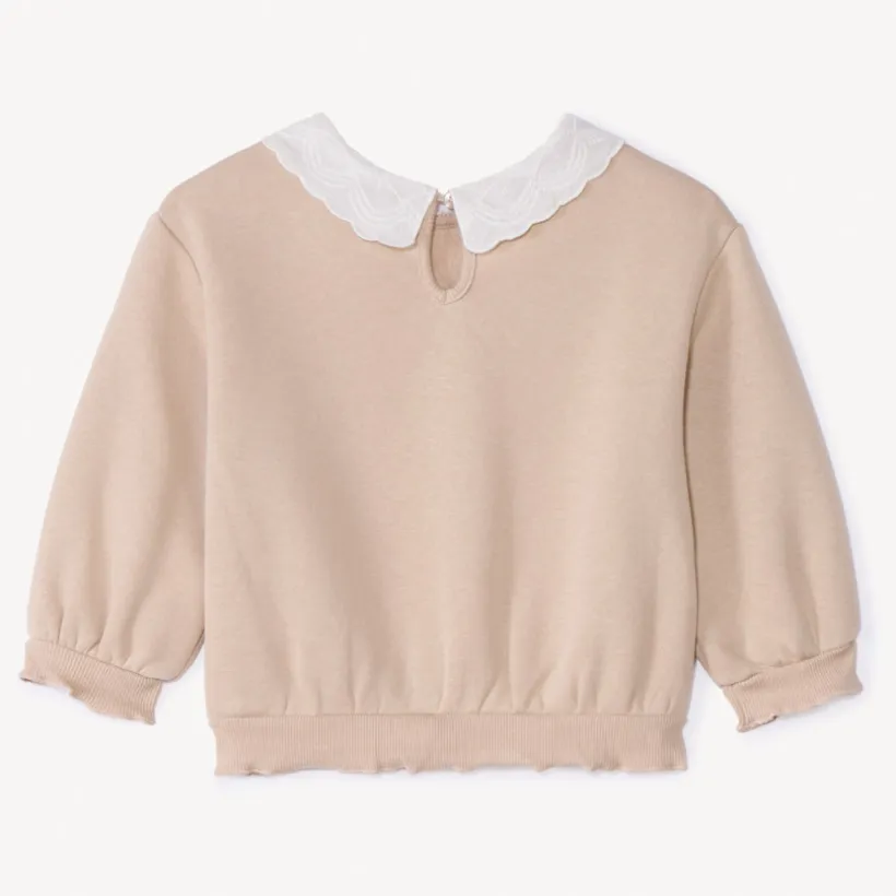 Sweat molleton oversize à col claudine pour bébé fille