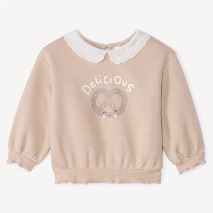 Sweat molleton oversize à col claudine pour bébé fille