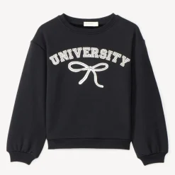 Sweat molleton oversize contrecollé velours University pour fille