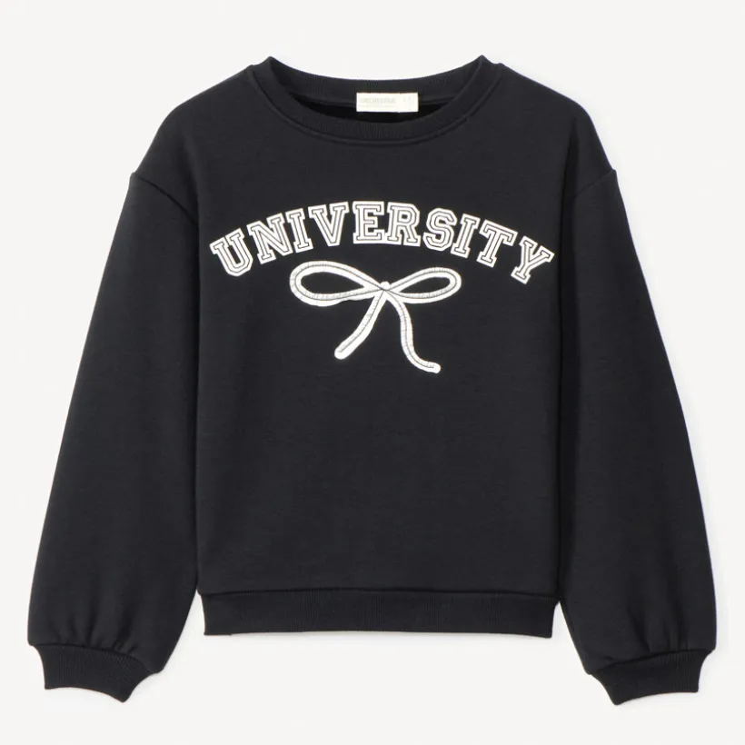 Sweat molleton oversize contrecollé velours University pour fille