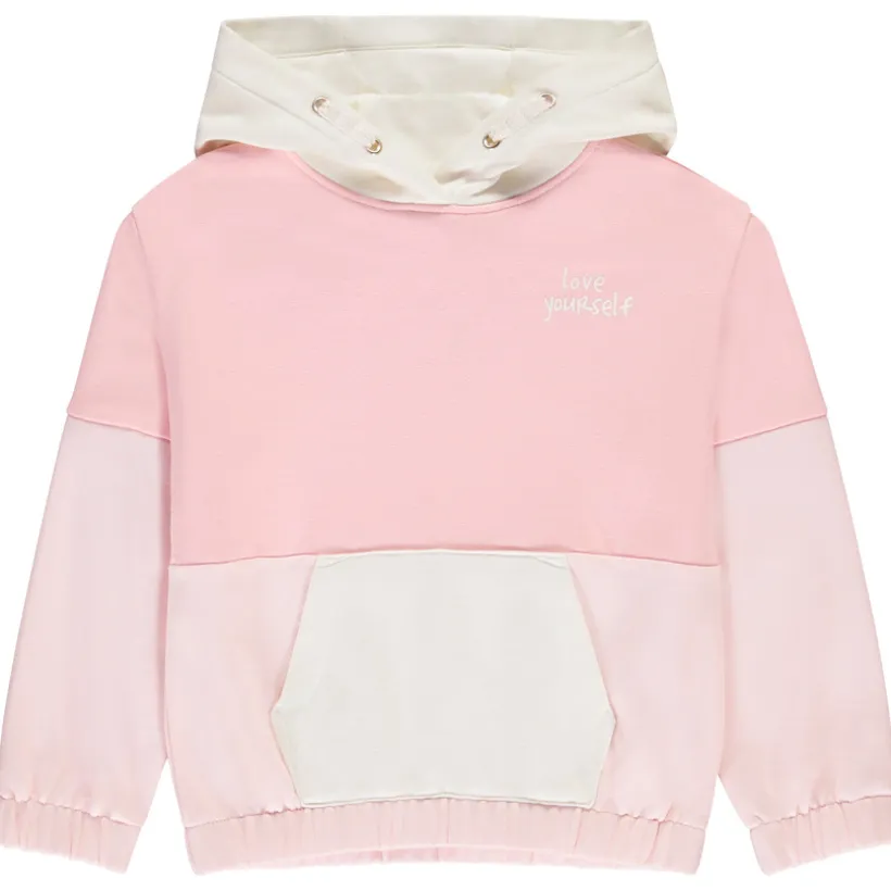 Sweat molleton oversize effet color block à capuche pour fille
