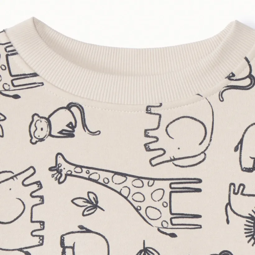 Sweat molleton oversize imprimé animaux pour bébé garçon