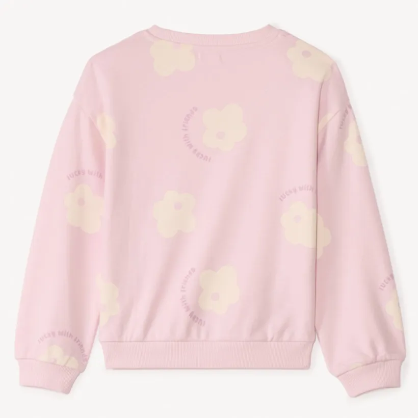 Sweat molleton oversize imprimé fleurs pour fille