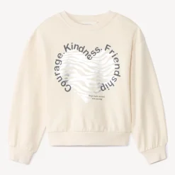 Sweat molleton oversize motif cœur argenté pour fille