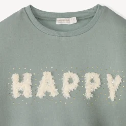 Sweat molleton oversize à motif effet pétales 3D pour fille