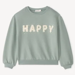 Sweat molleton oversize à motif effet pétales 3D pour fille