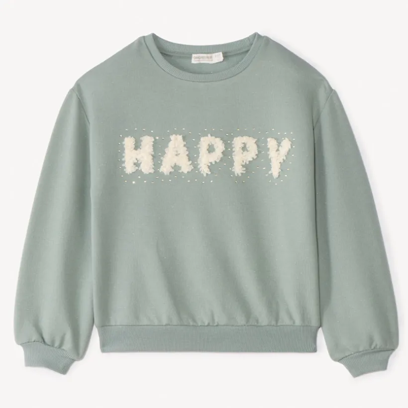 Sweat molleton oversize à motif effet pétales 3D pour fille