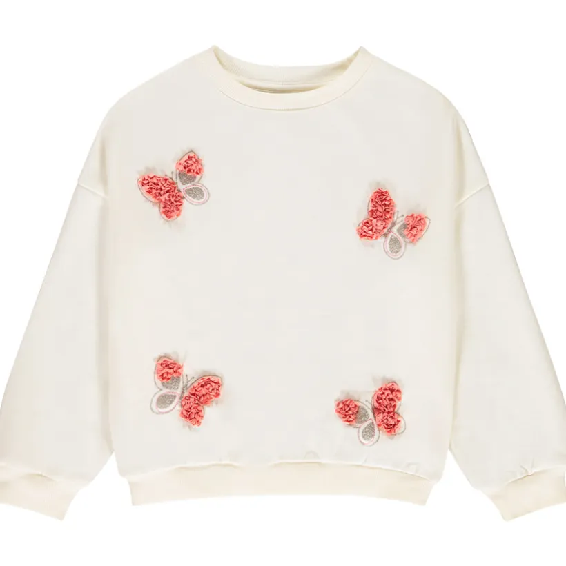 Sweat molleton oversize à motifs effet pétales 3D pour fille