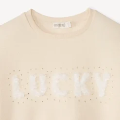 Sweat molleton oversize à motif effet pétales 3D pour fille