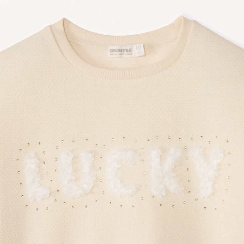 Sweat molleton oversize à motif effet pétales 3D pour fille