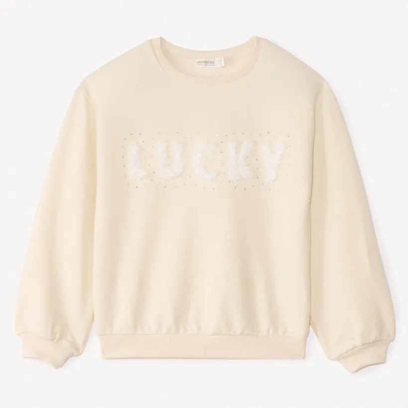 Sweat molleton oversize à motif effet pétales 3D pour fille