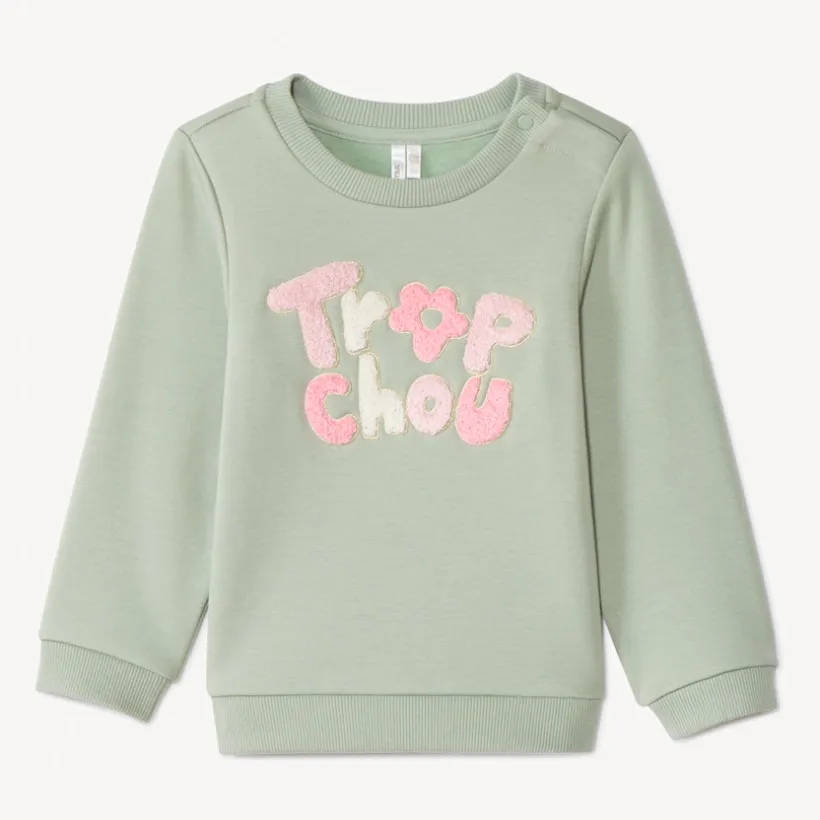 Sweat molleton à patchs bouclettes pour bébé fille