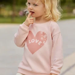 Sweat molleton print cœur "Love" pour bébé fille