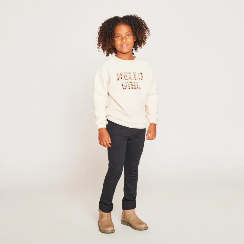 Sweat polaire oversize à patchs tachetés pour fille