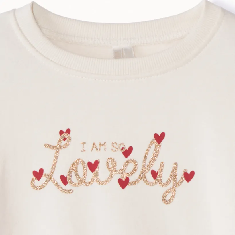 Sweat uni en molleton print love pour bébé fille