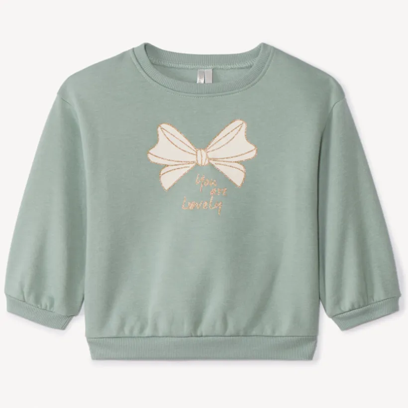 Sweat uni en molleton print love pour bébé fille